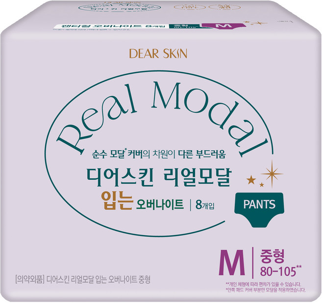 디어스킨 리얼모달 입는 오버나이트, 중형, 8개입, 1개