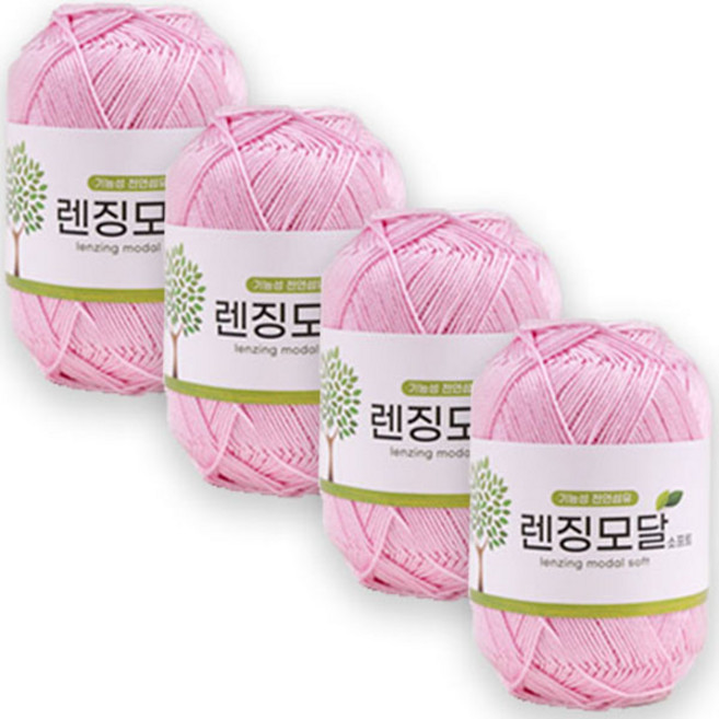 렌징모달 소프트 뜨개실, 3 베이비핑크, 4개