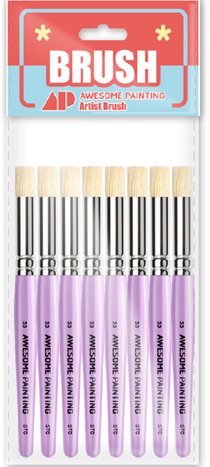 어썸페인팅 스텐실 붓 공예용 공예붓 STC S, 8개, 3호