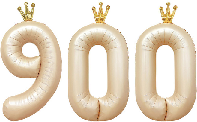 조이파티 왕관 숫자 은박풍선 90cm 900, 라떼, 1세트