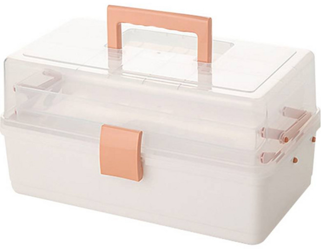 코히모 미술도구 정리함 3단 미술용품 정리 다용도 화구박스 핑크 3W082
