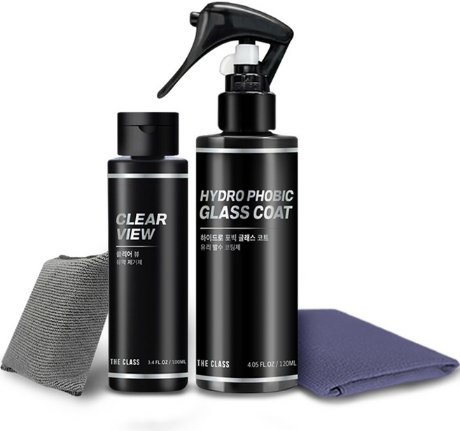 더클래스 유리발수코팅제 + 전용타월 세트, 1세트