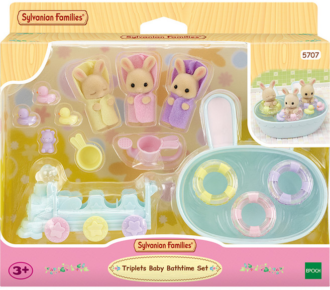 실바니안패밀리 밀크토끼 세쌍둥이의 목욕놀이 세트 5707, 1개