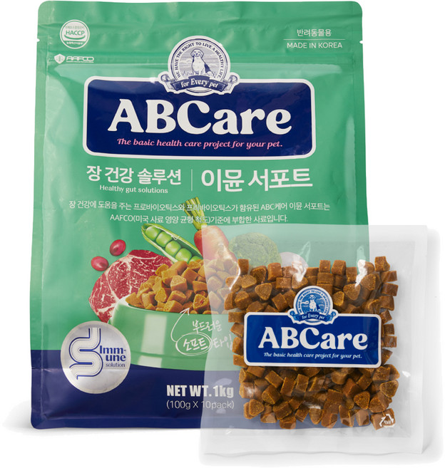 에이비씨케어 강아지 이뮨 서포트 소프트사료, 장건강/유산균, 1kg, 1개