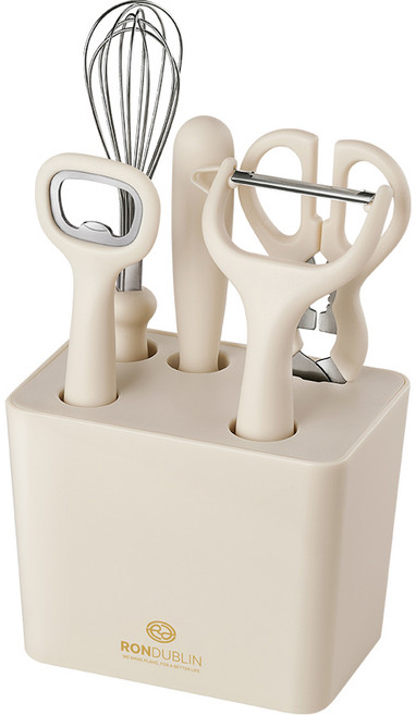 론더블린 조리도구 6종 세트, 혼합색상, 오프너 + 채칼 + 가위 + 과도 + 휘핑기 + 보관함, 1세트