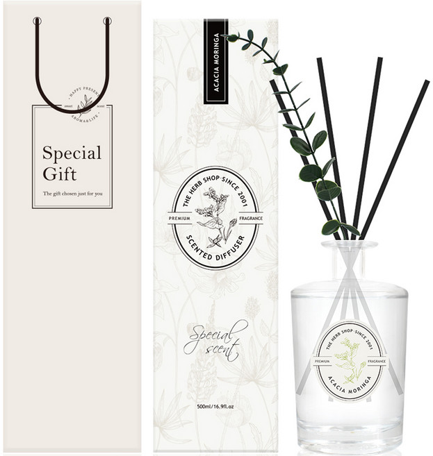 THE HERB SHOP 香氛擴香 500ml + 購物袋, 金合歡辣木, 1個