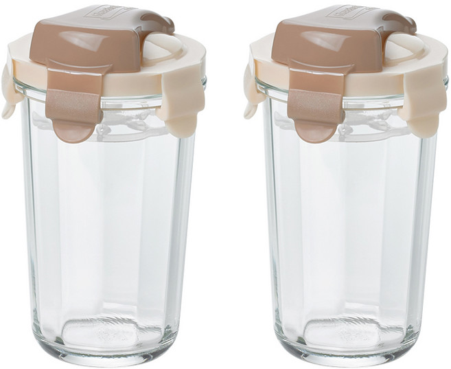 글라스락 강화유리 쉐이커, 브라운, 500ml, 2개