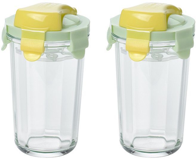 글라스락 강화유리 쉐이커, 그린, 500ml, 2개