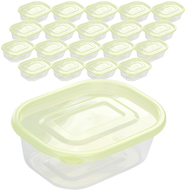 COOK&LOCK S350多用途長方形保鮮盒 淡綠色 350ml, 20套, 保鮮盒+蓋子