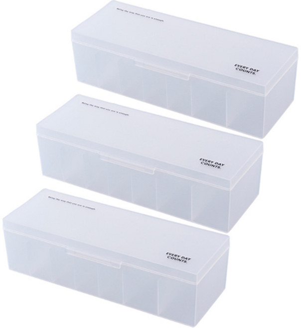 ABM 슬림 반투명 케이블 정리함, 3개, 화이트