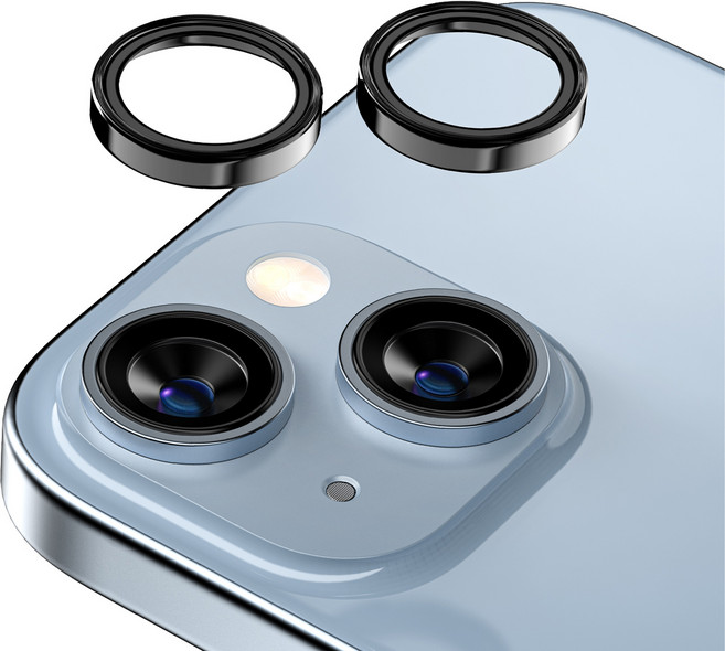 케이엠디자인 강화유리 메탈링 카메라 렌즈 보호필름 블랙, 1세트