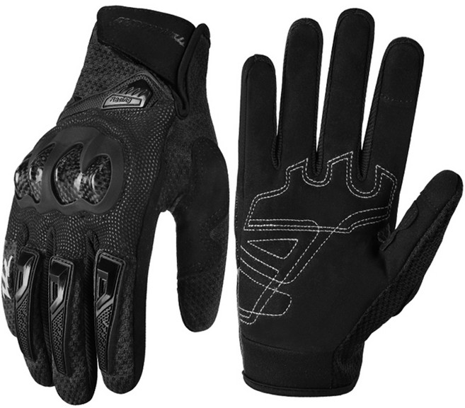 매드바이크 카본 에어메쉬 오토바이 장갑 양손세트, 블랙