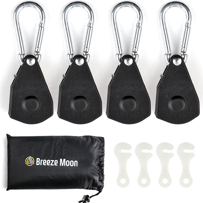 브리즈문 로프라쳇 0.31cm 4p + 야광후크 4p + 보관 파우치 세트, 블랙(로프라쳇)