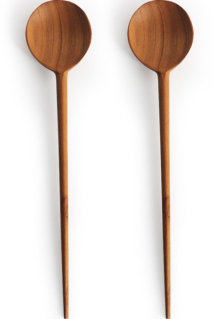 나무공방 티크우드 통원목 피크 숟가락, 우드, 2p, 2개