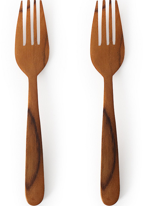 나무공방 티크우드 통원목 양식 디너 포크, 우드, 2개