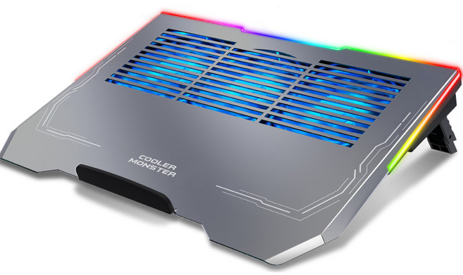 노벨뷰 쿨러몬스터 F3 RGB 게이밍 알루미늄 노트북 거치대, BLUE, 1개