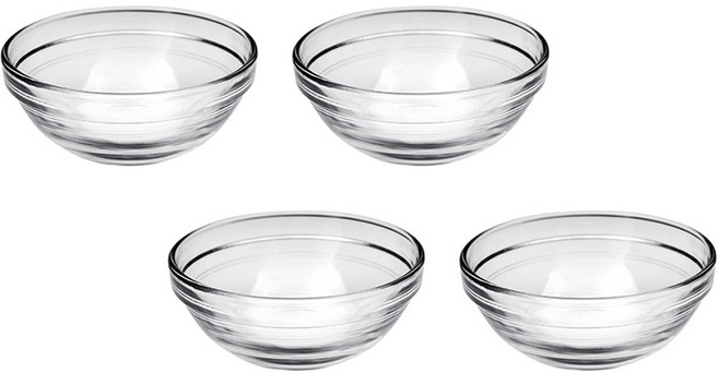 듀라렉스 리스 스태커블 디저트 볼 210ml 10.5cm, 클리어, 4개