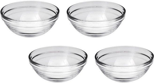 듀라렉스 리스 스태커블 디저트 볼 310ml 12cm, 클리어, 4개