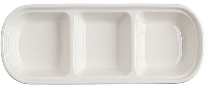 모다키친 도자기 3절 나눔접시, 화이트, 1개