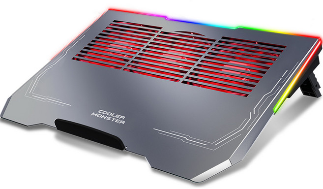 노벨뷰 쿨러몬스터 F3 알루미늄 RGB 노트북 스탠드, 레드, 1개