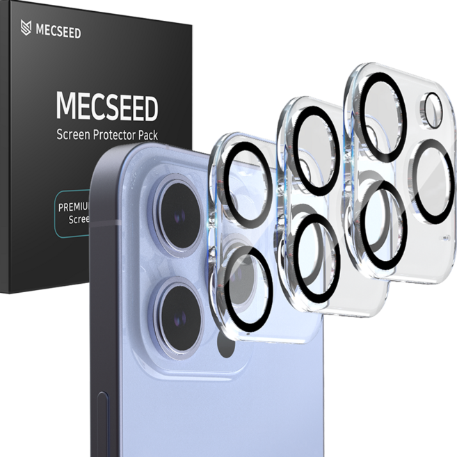 MECSEED 3CX 빛번짐방지 카메라 렌즈 풀커버 강화유리 휴대폰 액정보호필름 3p, 1세트