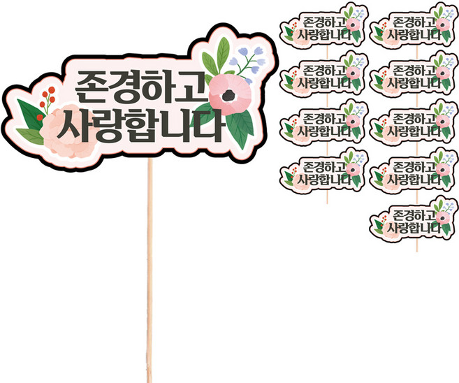 비비드레인 메시지픽 케이크 토퍼 어버이날, S90 존경하고사랑합니다, 10개