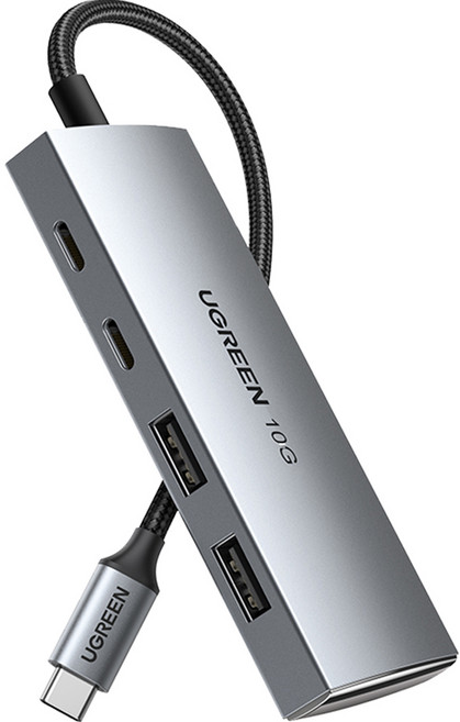 유그린 Gen2 10Gbps C타입 고속 멀티 USB3.2 허브 CM480, 메탈그레이, 1개