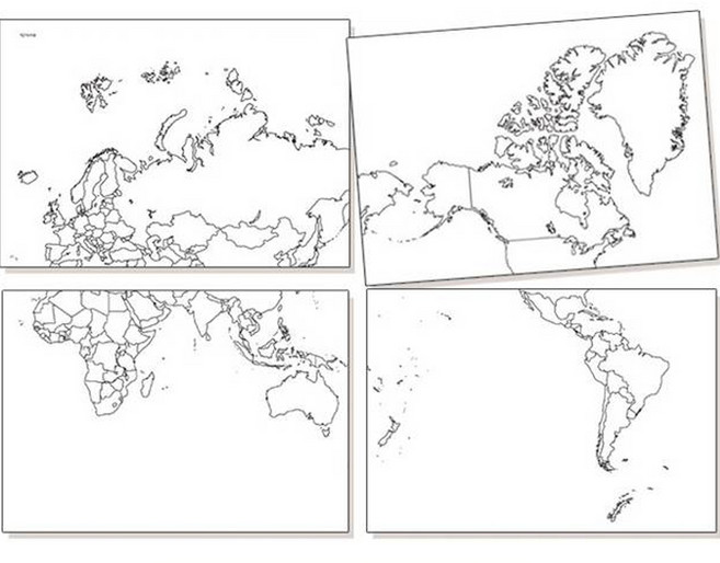 티처몰 부착하여 바로쓰는 세계백지도 4종 세트, 1세트