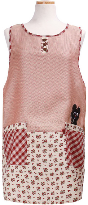 로사홈 캐릭터 곰돌이 앞치마, 빨강, 1개