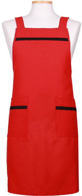 로사홈 줄 멜빵식 앞치마, 빨강, 1개