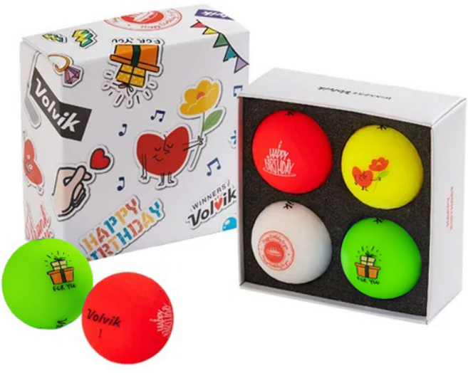 볼빅 NEW 생일팩 골프공 4종 세트 3피스, 혼합색상, 4개입, 1개