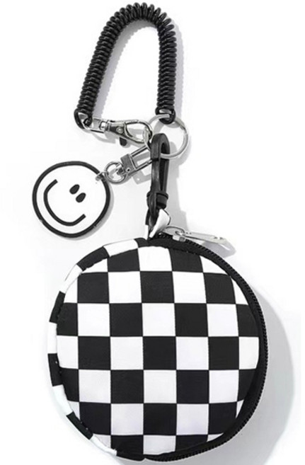 워너프 스마일 체크 에어팟 버즈 다용도 키링 파우치, 에어팟1, 2, 3, 에어팟 프로, 갤럭시 버즈, 버즈2, 버즈2프로, 버즈프로, 라운드, 1개