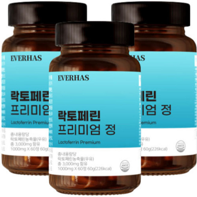 에버하스 락토페린 프리미엄 정 60g, 60정, 3개