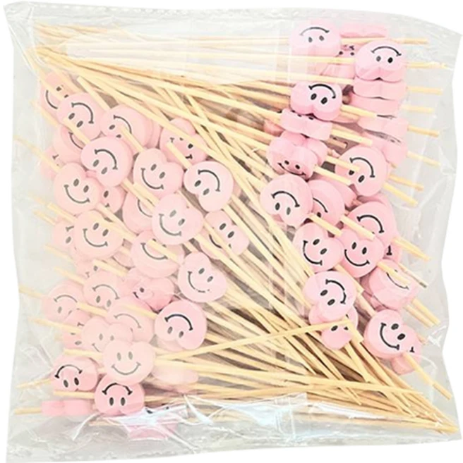 대나무 하트 스마일12cm100픽(핑크단색)-MP172, 1개, 100개입 - 쿠팡