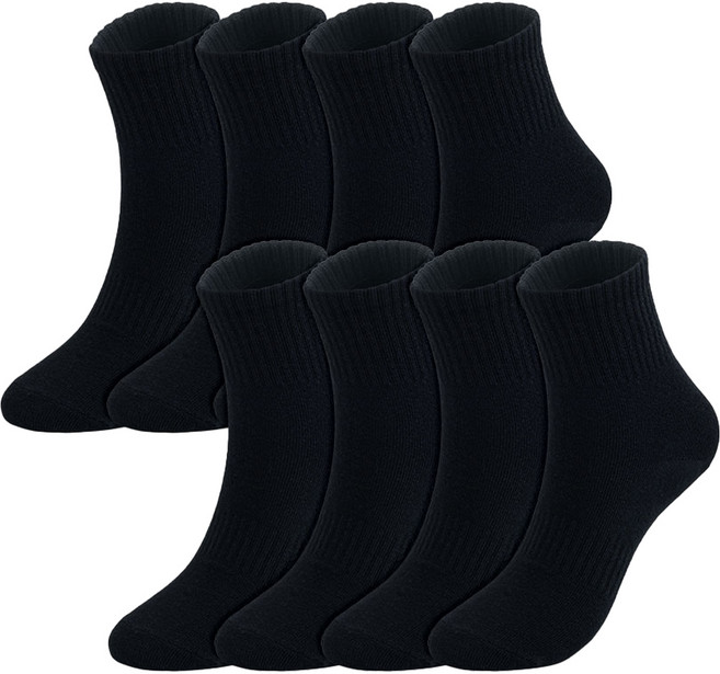 신다삭스 여성용 슈퍼팩 쿠션 중목 양말 8켤레 세트, 블랙, 1세트