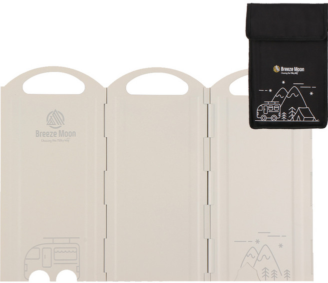 브리즈문 8단 폴딩 가스 버너 바람막이 M 30cm + 파우치 세트, 크림 + 베이지, 1세트