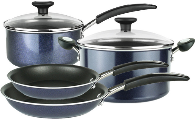 MEYER 美亞 Radiance 電磁爐實惠4件組, 22cm平底鍋 + 25cm平底鍋 + 20cm單柄鍋 + 24cm雙耳鍋, 1套, 藍色