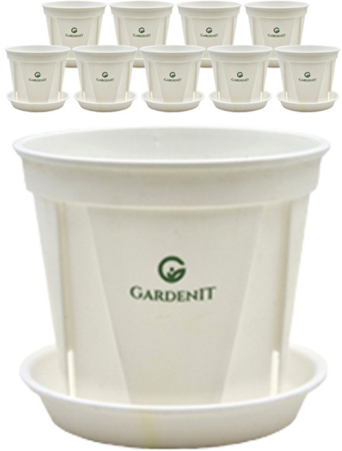 가든잇 오리지널 슬릿분 + 받침 세트, 화이트, 10세트
