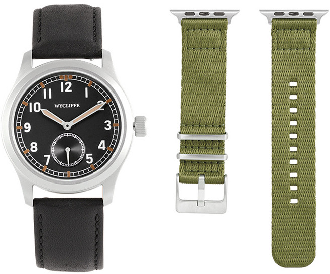 로이드 남성용 위클리프 필드워치 가죽시계 + 카키 나토 밴드 SE1G21T00IBS