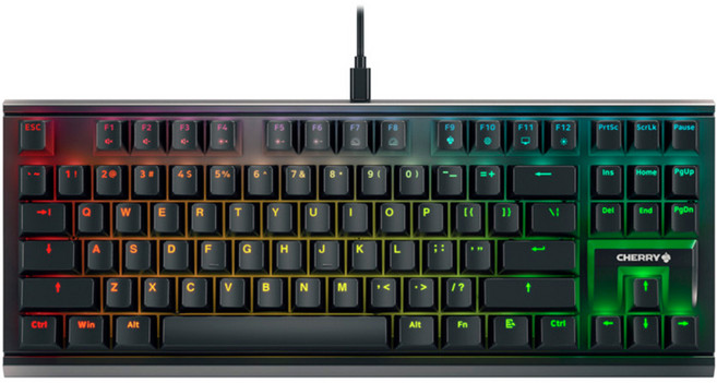 CHERRY 機械式有線無數字鍵盤, 黑色, MX 1.1 RGB TKL (茶軸), 茶軸