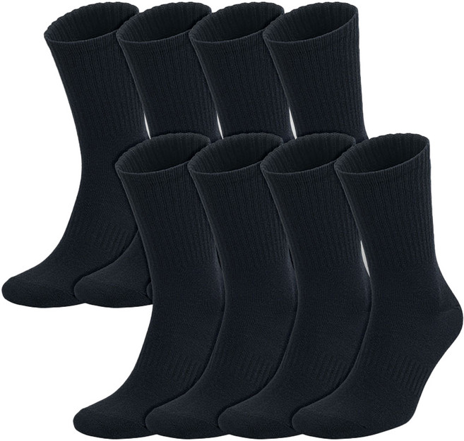 신다삭스 남성용 쿠션 장목 양말 8켤레 세트, 블랙, 1세트