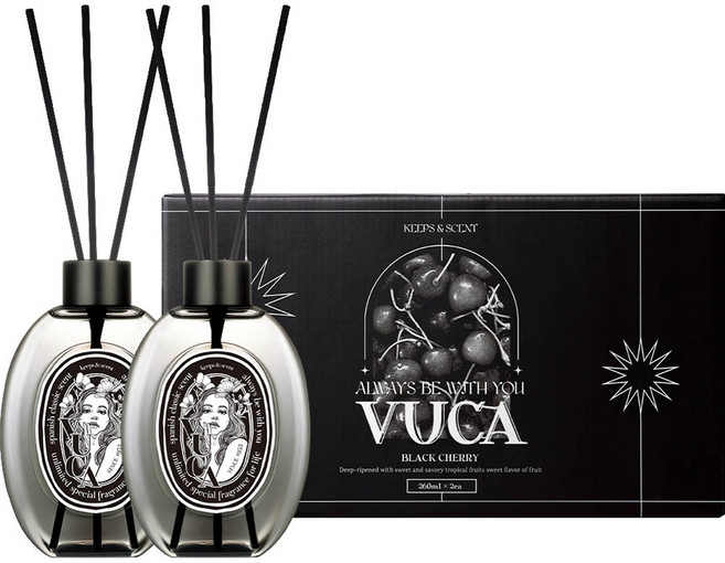 뷰카 센트 클래식 대용량 디퓨저 선물세트, 블랙체리, 260ml, 2개