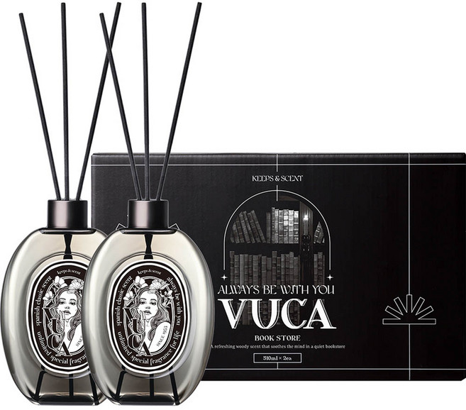 뷰카 센트 클래식 대용량 디퓨저 선물세트, 북스토어, 510ml, 2개