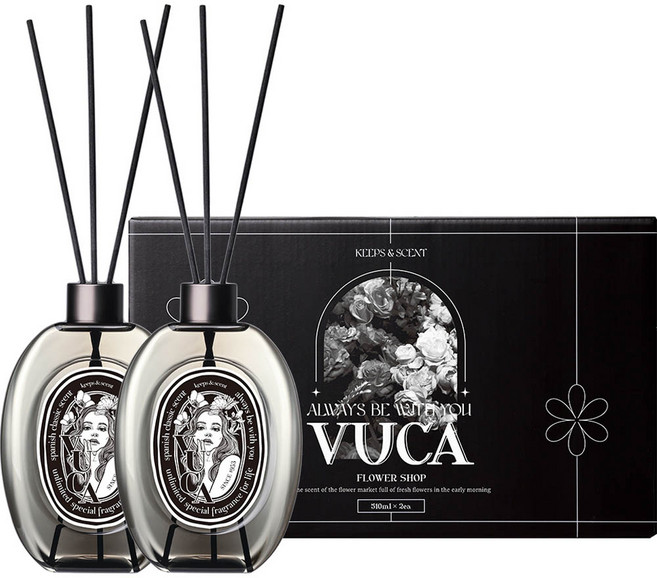 뷰카 센트 클래식 대용량 디퓨저 선물세트, 플라워샵, 510ml, 2개