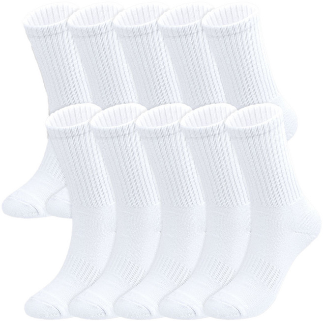 신다삭스 여성용 슈퍼팩 장목 스포츠 양말 10켤레 세트, 화이트, 1세트