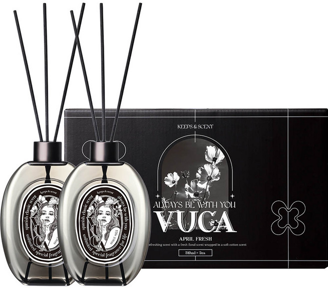 뷰카 센트 클래식 대용량 디퓨저 선물세트, 에이프릴프레쉬, 510ml, 2개