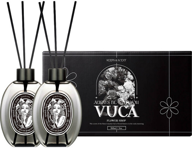 뷰카 센트 클래식 대용량 디퓨저 선물세트, 플라워샵, 260ml, 2개