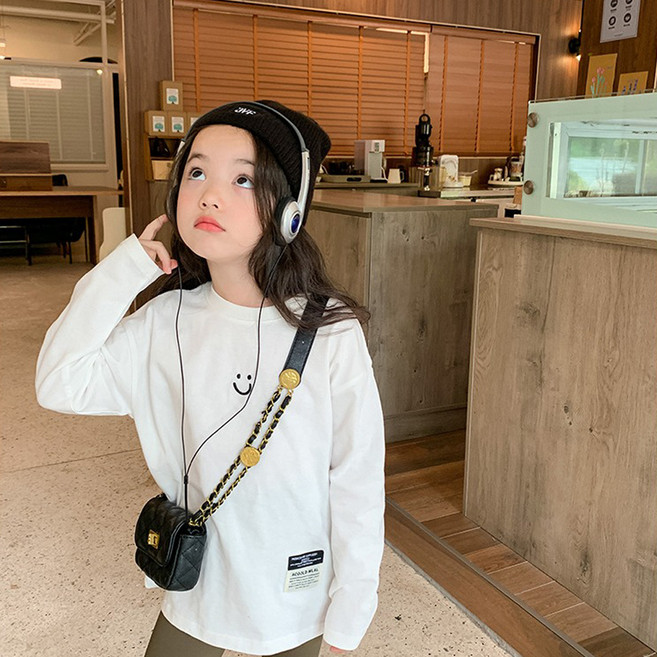 Ambbkids 아동용 해피 스마일 롱 기본 티셔츠 CCW52GTS80