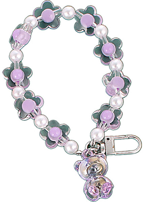 워너프 베어 플라워 스트랩 키링 액세서리, 퍼플, 1개