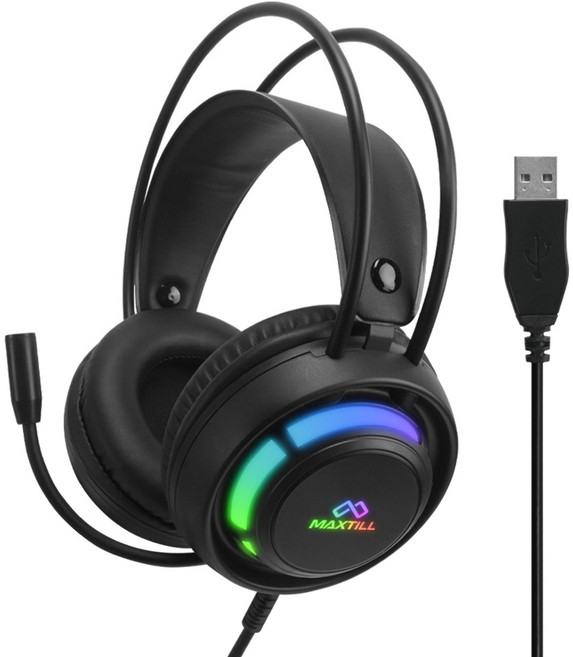 맥스틸 USB 7.1 채널 게이밍 헤드셋, MO-GH200U, 혼합색상